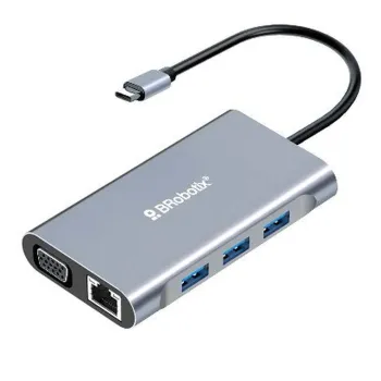Docking Station BRobotix 6001202 - USB-C a HDMI/ RJ45/ VGA/ 3x USB 3.0/ USB-C 3.0 - 6001202