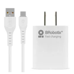 Combo Carga Rápida BRobotix 6001318 - Cargador USB - 3.0 - Cable USB-C - Blanco - 6001318 Combo Carga Rápida BRobotix 6001318 - Cargador USB - 3.0 - Cable USB-C - Blanco - 6001318