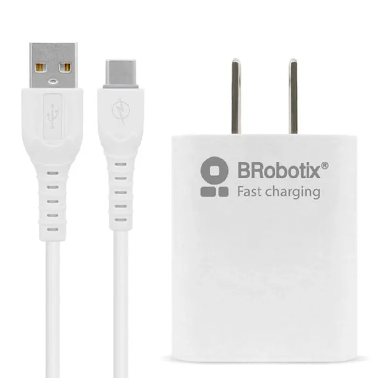 Combo Carga Rápida BRobotix 6001318 - Cargador USB - 3.0 - Cable USB-C - Blanco - 6001318