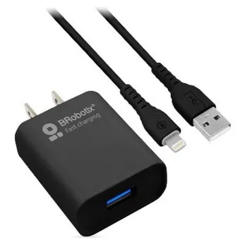 Combo Carga Rápida BRobotix 6001356 - Cargador USB 3.0 - Cable Lightning - Negro - 6001356