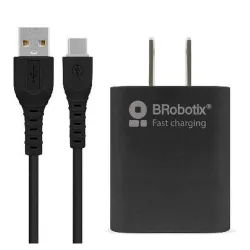 Combo Carga Rápida BRobotix 6001561 - Cargador USB - 3.0 - Cable USB-C - Negro - 6001561 Combo Carga Rápida BRobotix 6001561 - Cargador USB - 3.0 - Cable USB-C - Negro - 6001561