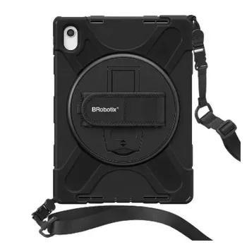 Funda BRobotix 6005231 - Para Ipad 10.9" - Uso Rudo - Con Correa y Giro 360° - Negro - 6005231