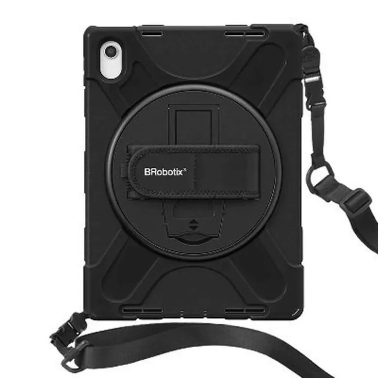Funda BRobotix 6005231 - Para Ipad 10.9" - Uso Rudo - Con Correa y Giro 360° - Negro - 6005231
