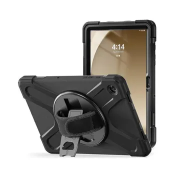 Funda BRobotix 6006580 - Para Galaxy A9+ - Uso Rudo - Con Correa y Giro 360° - Negro - 6006580