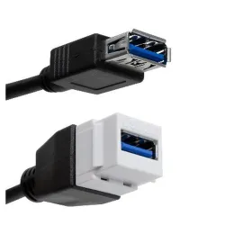 Jack USB-A BRobotix 6007327 - Hembra - Negro - para Placa de Pared - 6007327 Jack USB-A BRobotix 6007327 - Hembra - Negro - para Placa de Pared - 6007327