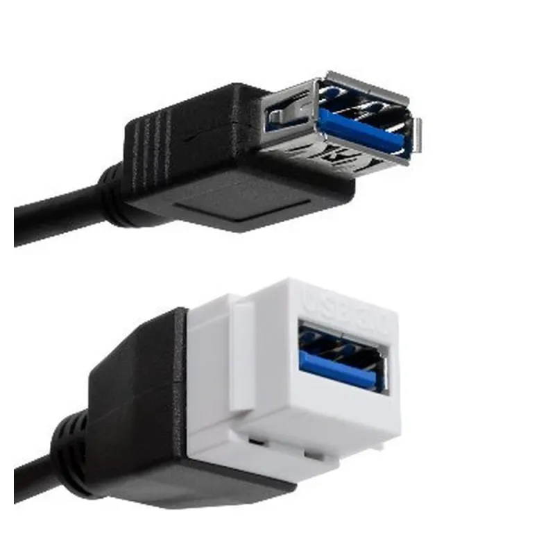 Jack USB-A BRobotix 6007327 - Hembra - Negro - para Placa de Pared - 6007327