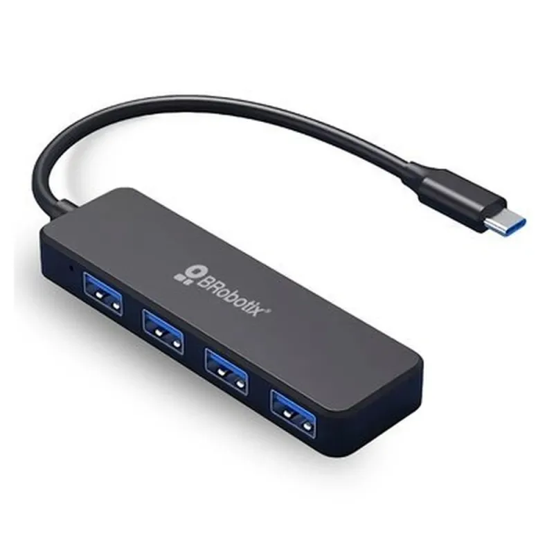 HUB USB BRobotix 6007501 - 4 USB - Negro - 6007501