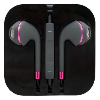 Auriculares BRobotix 764649 - Alámbrico - Micrófono - 3.5 mm - Gris con Rosa - Para iPhone - 764649
