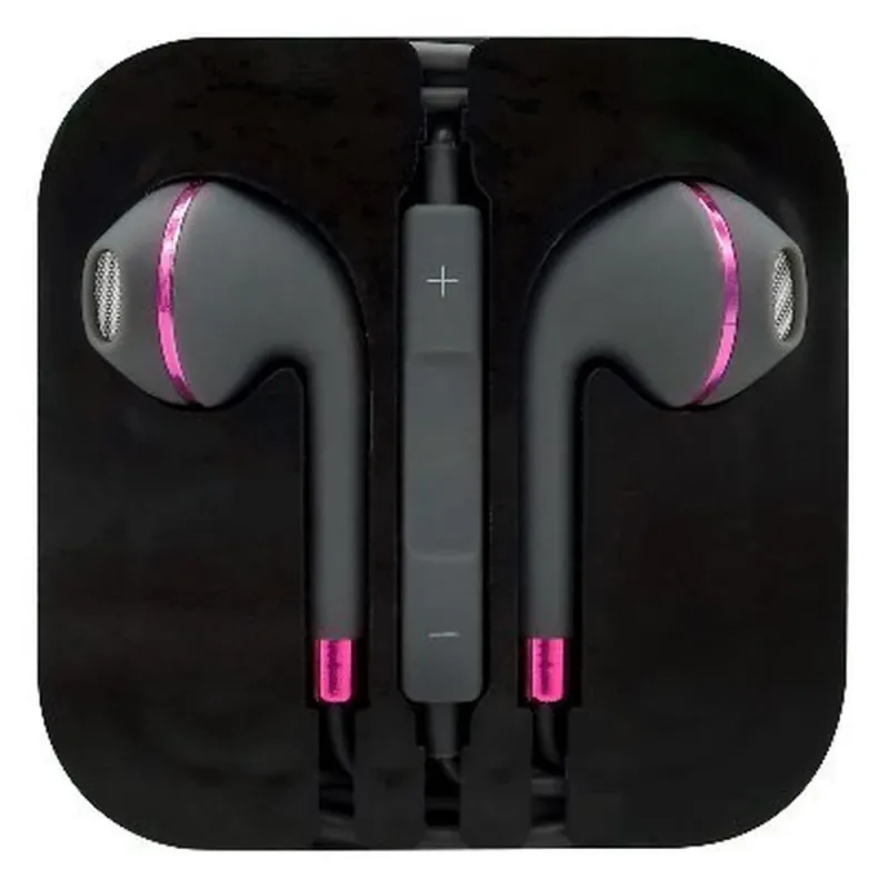 Auriculares BRobotix 764649 - Alámbrico - Micrófono - 3.5 mm - Gris con Rosa - Para iPhone - 764649
