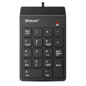 Teclado Numérico BRobotix 963234 - USB - Inclinación de 15º - Negro - 963234