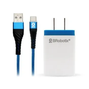 Cargador BRobotix 963332 - USB-C - USB-A - Blanco / Azul - 963332