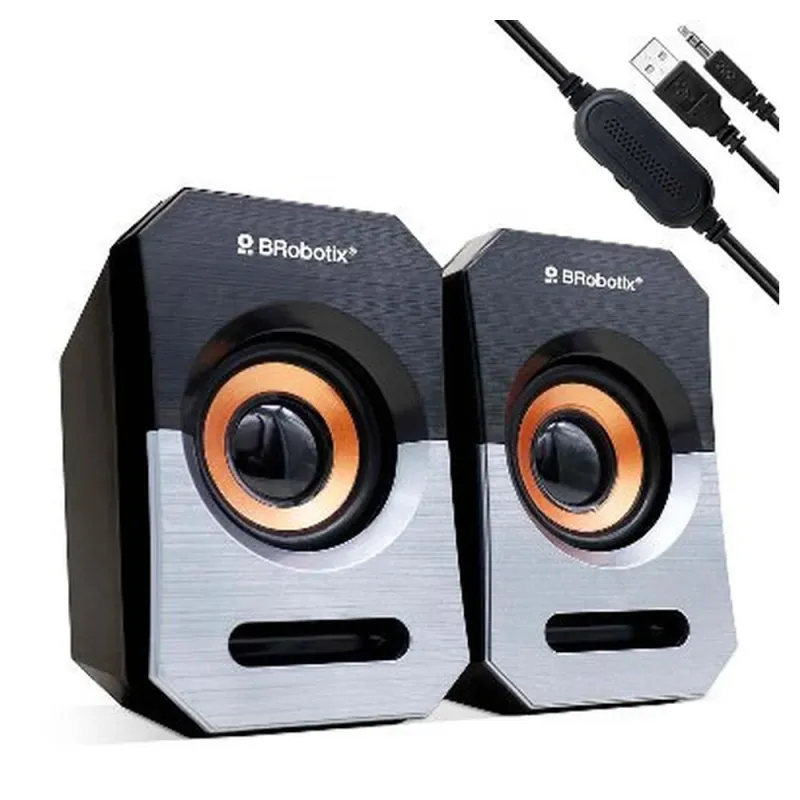 Bocinas para Computadora BRobotix - Alámbrica - 3.5 mm - 2W x 3W - 963913