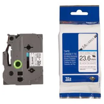 Cinta Brother HSE251 - Texto Negro sobre Fondo Blanco - 23.6mm x 1.5mts - Tubo Termoretractil - HSE251