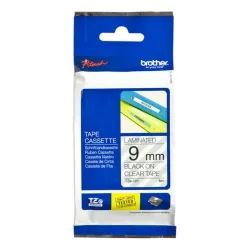 Cinta Brother TZE121 - Texto Negro sobre Fondo Transparente -  9mm x 8mts. - TZE121