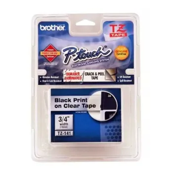 Cinta Brother TZE141G - Negro sobre Cinta Transparente - 18mm x 8m - TZE141G