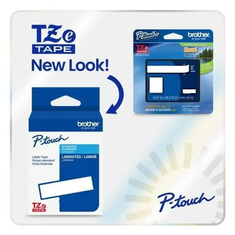 Cinta Brother TZE243G - 18mm x 8m - Texto Azul sobre Cinta Blanca - Laminado - TZE243G