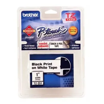 Cinta Brother TZE251G - Negro sobre Blanco - 24mm x 8m - TZE251G
