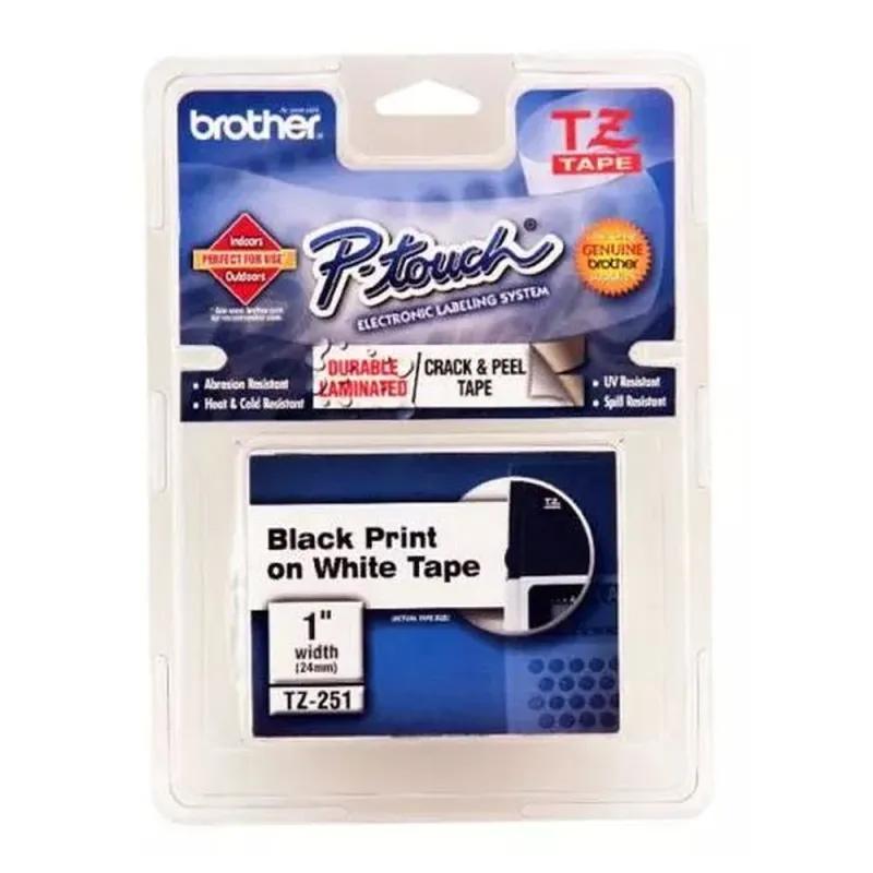 Cinta Brother TZE251G - Negro sobre Blanco - 24mm x 8m - TZE251G