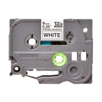 Cinta Brother TZES221G - Laminada - Súper Adhesiva - Texto Negro Fondo Blanco - 9mm x 8m - TZES221G