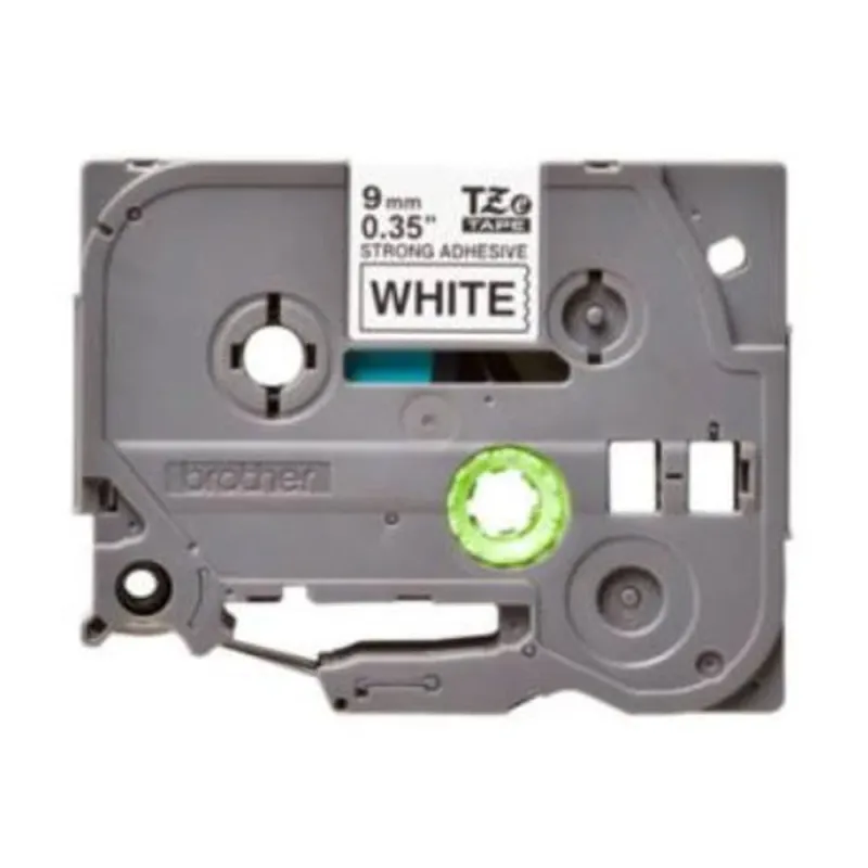 Cinta Brother TZES221G - Laminada - Súper Adhesiva - Texto Negro Fondo Blanco - 9mm x 8m - TZES221G