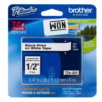 Cinta Brother TZES231G - Laminada - Súper Adhesiva - Texto Negro - TZES231G