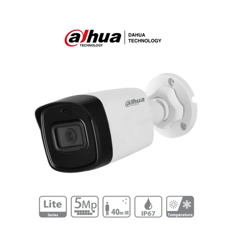 Cámara Tipo Bala Dahua Hac-Hfw1500Tl-28 De 5 Mp, Lente Fijo De 2.8Mm, Ir 40 M, Cvi, Cvbs, Ahd, Tvi, Carcasa De Metal Y Plástico Ip67. - HAC-HFW1500TL-28
