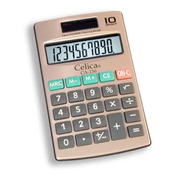 Calculadora de Bolsillo Celica CA-136 - 10 Dígitos - Solar/Pila - Cubierta Metálica - CA-136