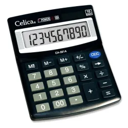 Calculadora de Semi Escritorio Celica CA-351A - 10 Dígitos - Negro - CA-351A Calculadora de Semi Escritorio Celica CA-351A - 10 Dígitos - Negro - CA-351A