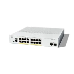 Switch Cisco Catalyst 1300 - Gigabit Ethernet - 16 Puertos PoE+ - 2 Puertos SFP - Gestionado - C1300-16P-2G