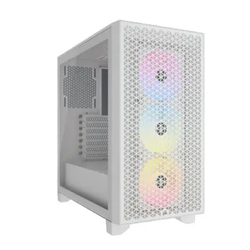 Gabinete Gamer Corsair 3000D RGB AIRFLOW - Media Torre - ATX - 3 Ventiladores - Panel Lateral - Blanco - CC-9011256-WW