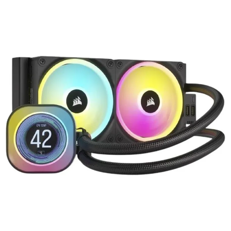 Enfriamiento Líquido Corsair iCUE LINK H100i LCD - 2 Ventiladores - 2400 RPM - RGB - CW-9061007-WW