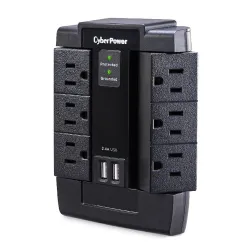 Supresor de Picos CyberPower - 6 Contactos - 2x USB - 1200 Joules - P600WSURC1 Supresor de Picos CyberPower - 6 Contactos - 2x USB - 1200 Joules - P600WSURC1