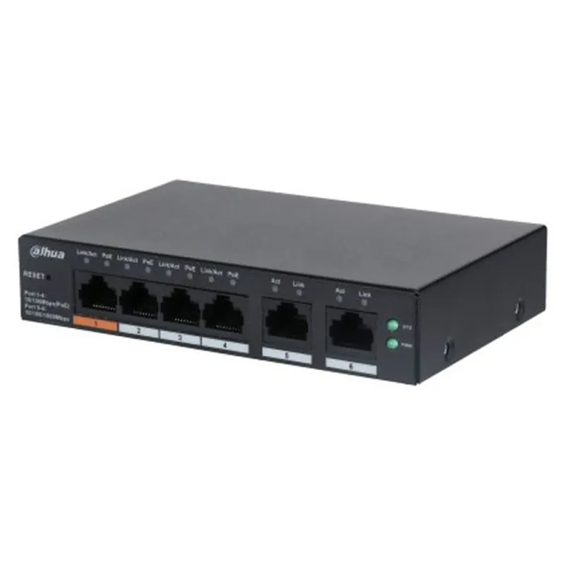 Switch Dahua CS4006-4ET-60 - Fast Ethernet - 4 Puertos PoE+ - 2 Uplink - Gestionado - DH-CS4006-4ET-60