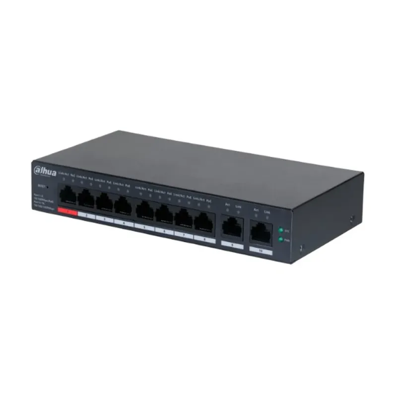 Switch Dahua CS4010-8ET-110 - Fast Ethernet - 8 Puertos PoE++ - 2 Uplink - Gestionado - DH-CS4010-8ET-110