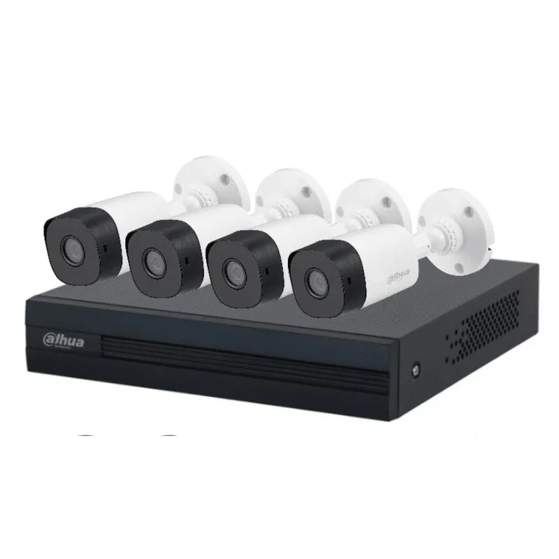 Kit de Vigilancia Dahua - DVR XVR1B04-I - 4 Canales - 4 Cámaras B1A11 - 1MP - Bala - IR 20M - DH-KIT/XVR1B04-I/4-B1A11N-0280B