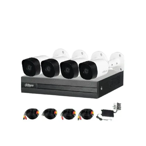 Kit de Vigilancia Dahua - DH-XVR1B04/08H - 4 Canales - 4x HAC-B2A51N - 5MP - Bala - IR 20M - DH-KIT/XVR1B04H-I/4-B2A51N-0280B