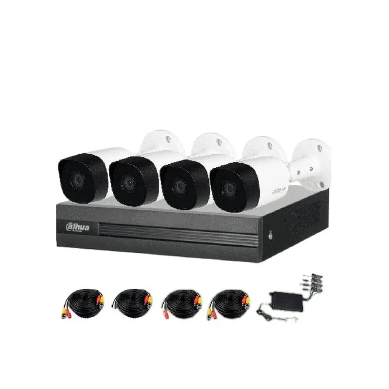 Kit de Vigilancia Dahua - DH-XVR1B04/08H - 4 Canales - 4x HAC-B2A51N - 5MP - Bala - IR 20M - DH-KIT/XVR1B04H-I/4-B2A51N-0280B