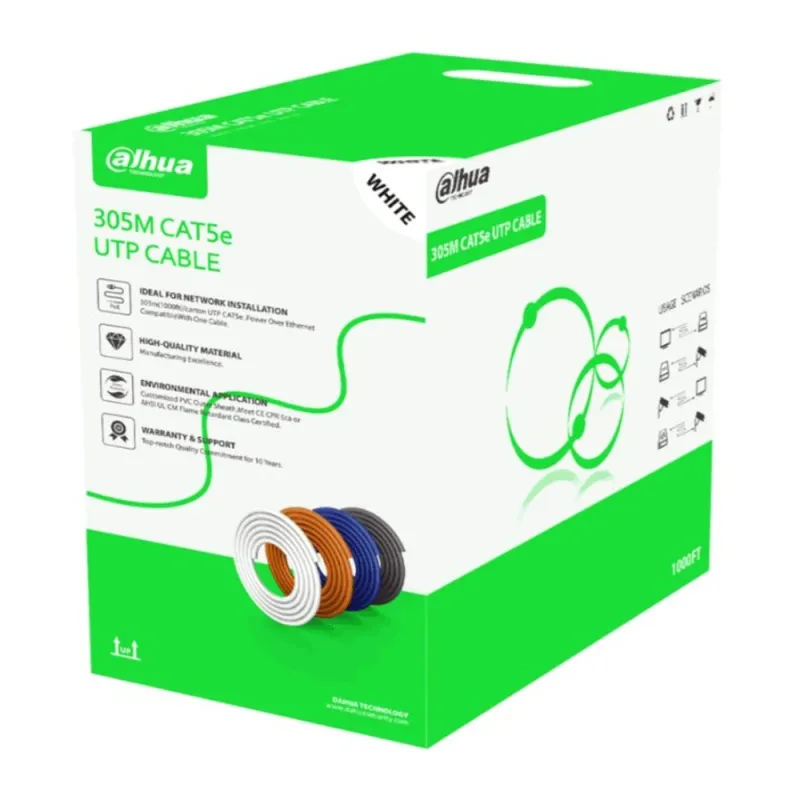 Bobina de Cable Dahua DH-PFM922I-5EUN-C - 305m - Cat5e - Uso Interior - Blanco - DH-PFM922I-5EUN-C