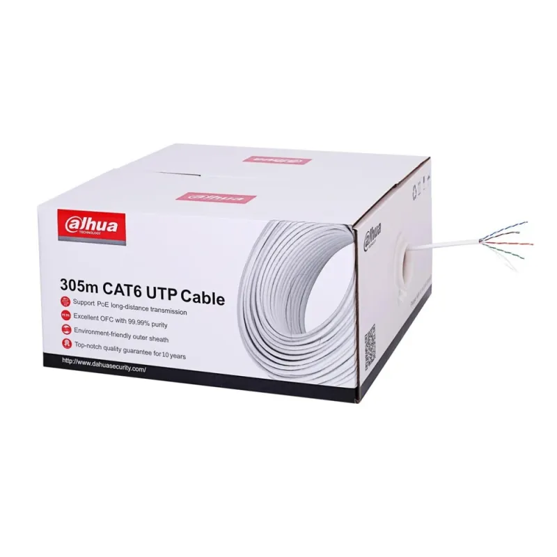 Bobina Dahua PFM923I-6UN-C - Cat6 - 305M - 23 AWG - Blanco - DH-PFM923I-6UN-C (White)