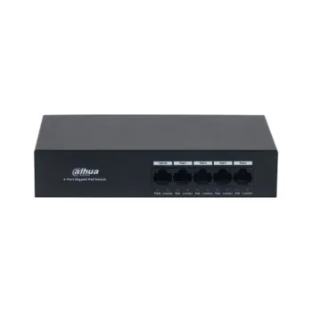 Switch Dahua PFS3005-4GT-36 - Gigabit Ethernet - 4 Puertos PoE+ - 1 Uplink - No Gestionado - DH-PFS3005-4GT-36