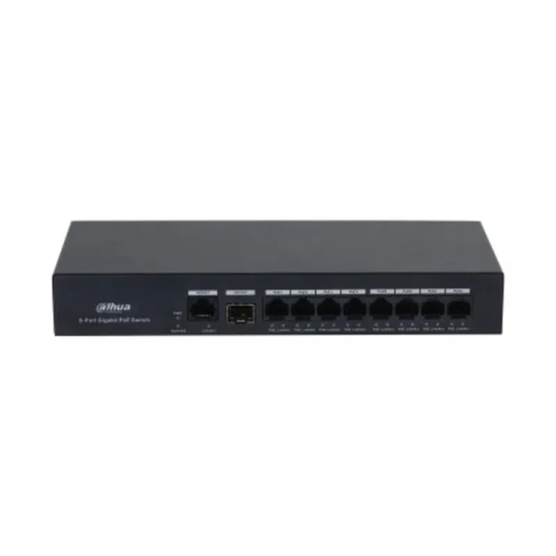 Switch Dahua PFS3110-8GT-65 - Gigabit Ethernet - 8 Puertos PoE+ - 1 Uplink - 1 SFP - No Gestionado - DH-PFS3110-8GT-65