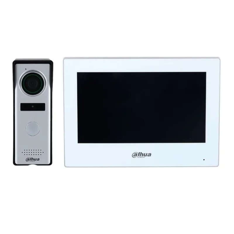 Kit de Videoportero Hibrido Dahua DHI-KTH01 - Frente de Calle Analógico - Monitor DHI-VTH2624GW-WP - DHI-KTH01