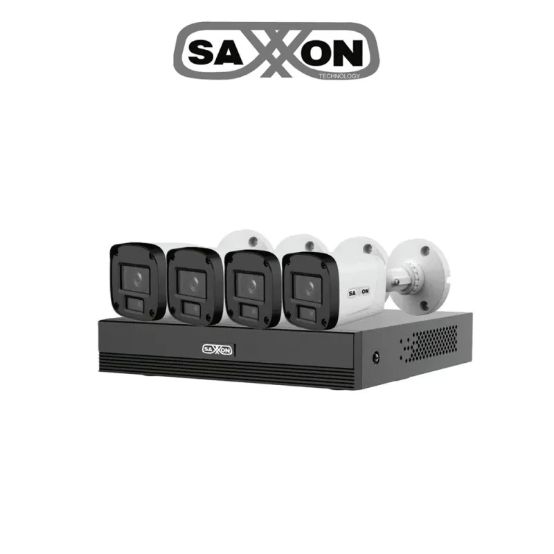 Saxxon SUA-KIT/XVR1E04-I/4-B10P-0280B Kit de Videovigilancia 4 Cámaras Bullet 1MP con XVR - SUA-KIT/XVR1E04-I/4-B10P-0280B