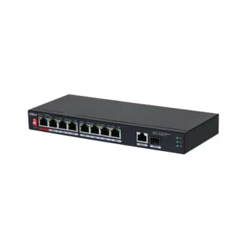 Switch Dahua PFS3110-8ET1GT1GF-96 - Fast Ethernet - 8 Puertos PoE++ - 1 Uplink - 1 SFP - No Gestionado - DH-PFS3110-8ET1GT1GF-96