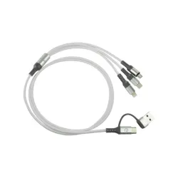 Cable de Carga Easy Line EL-994329 - Micro-USB/Lightning/USB C - 3A - 1.2Mts - Plata - EL-994329 Cable de Carga Easy Line EL-994329 - Micro-USB/Lightning/USB C - 3A - 1.2Mts - Plata - EL-994329