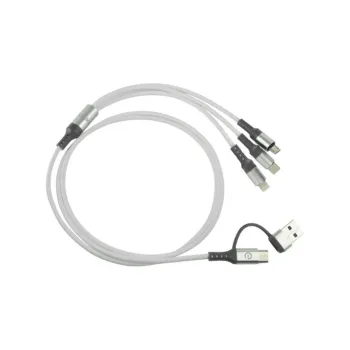 Cable de Carga Easy Line EL-994329 - Micro-USB/Lightning/USB C - 3A - 1.2Mts - Plata - EL-994329