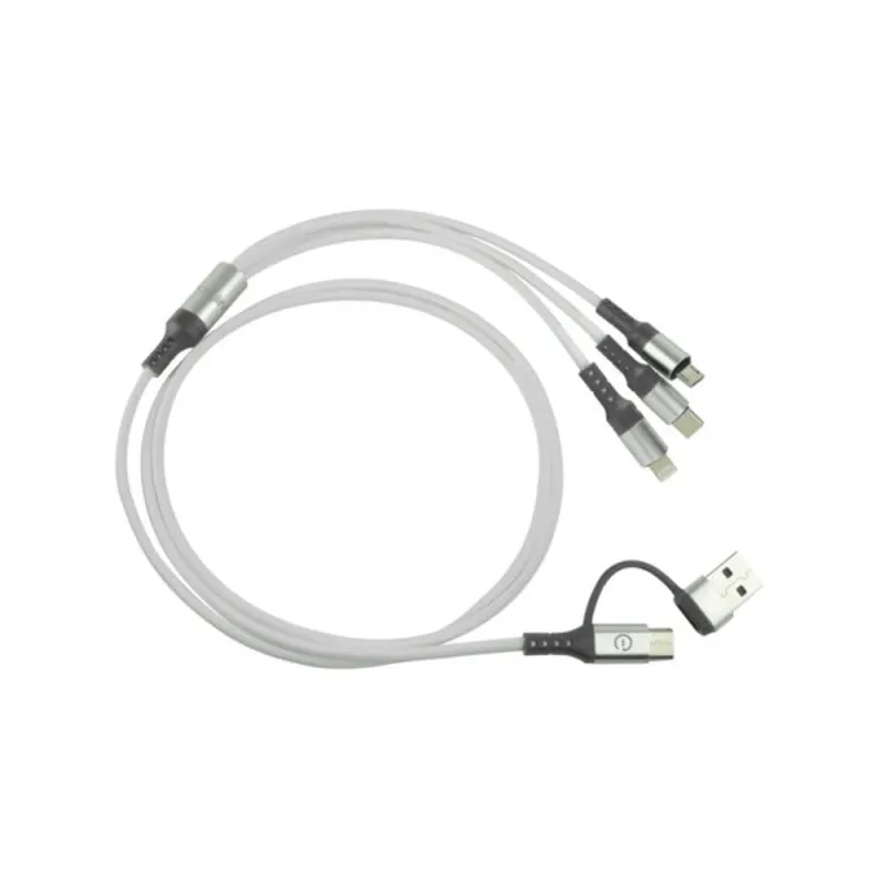 Cable de Carga Easy Line EL-994329 - Micro-USB/Lightning/USB C - 3A - 1.2Mts - Plata - EL-994329