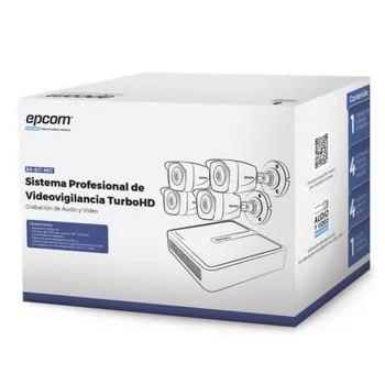 Kit de Vigilancia Epcom B8-KIT-MIC - DVR 4 Canales - 4 Cámaras - Fuente de Poder - Cables - B8-KIT-MIC