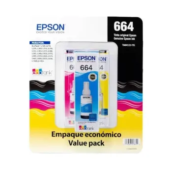 Tinta Epson T664 - 3 Botellas - Cian - Magenta - Amarillo - 70ML - T664520-3P
