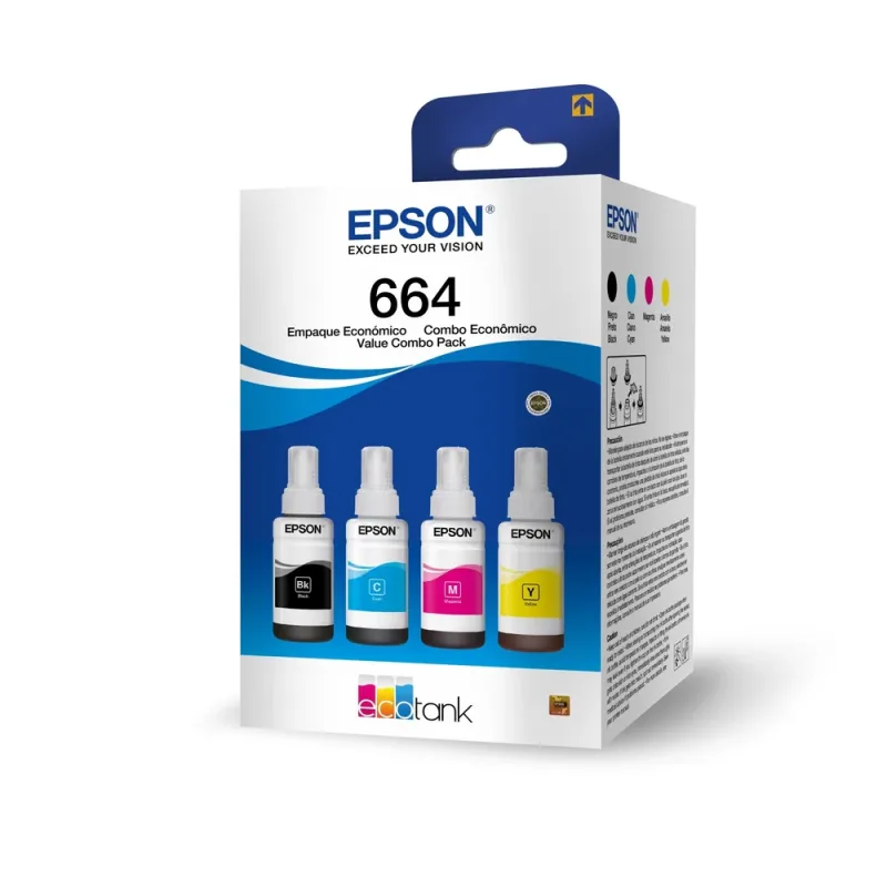 Tinta Epson Ecotank T664520-4P - Negro - Cian - Magenta - Amarillo - T664520-4P